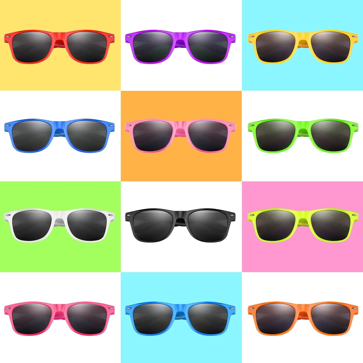 image:imageFEPITO 24 Pack Party Sunglasses Bulk for Birthday Party Favors Goody Bag Fillers for Beach Pool Party Toys for Adults WhiteMixed Colors