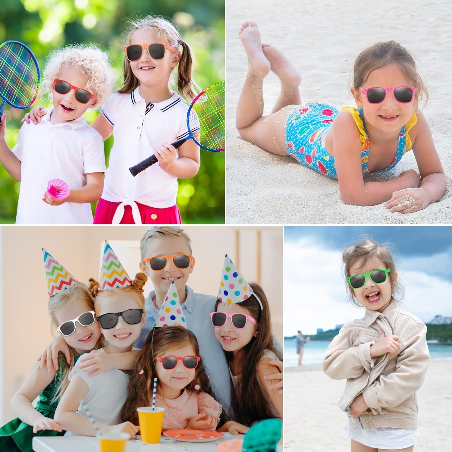 image:imageFEPITO 24 Pack Party Sunglasses Bulk for Birthday Party Favors Goody Bag Fillers for Beach Pool Party Toys for Adults WhiteMixed Colors