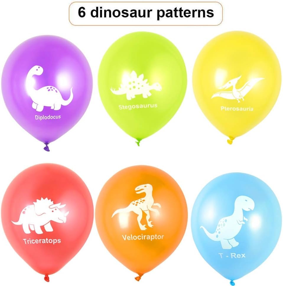 image:imageFEPITO 32 Pieces 12 Dinosaurs Balloons Dinosaur Latex Balloons for Dinosaur Party Decorations 8 Colors