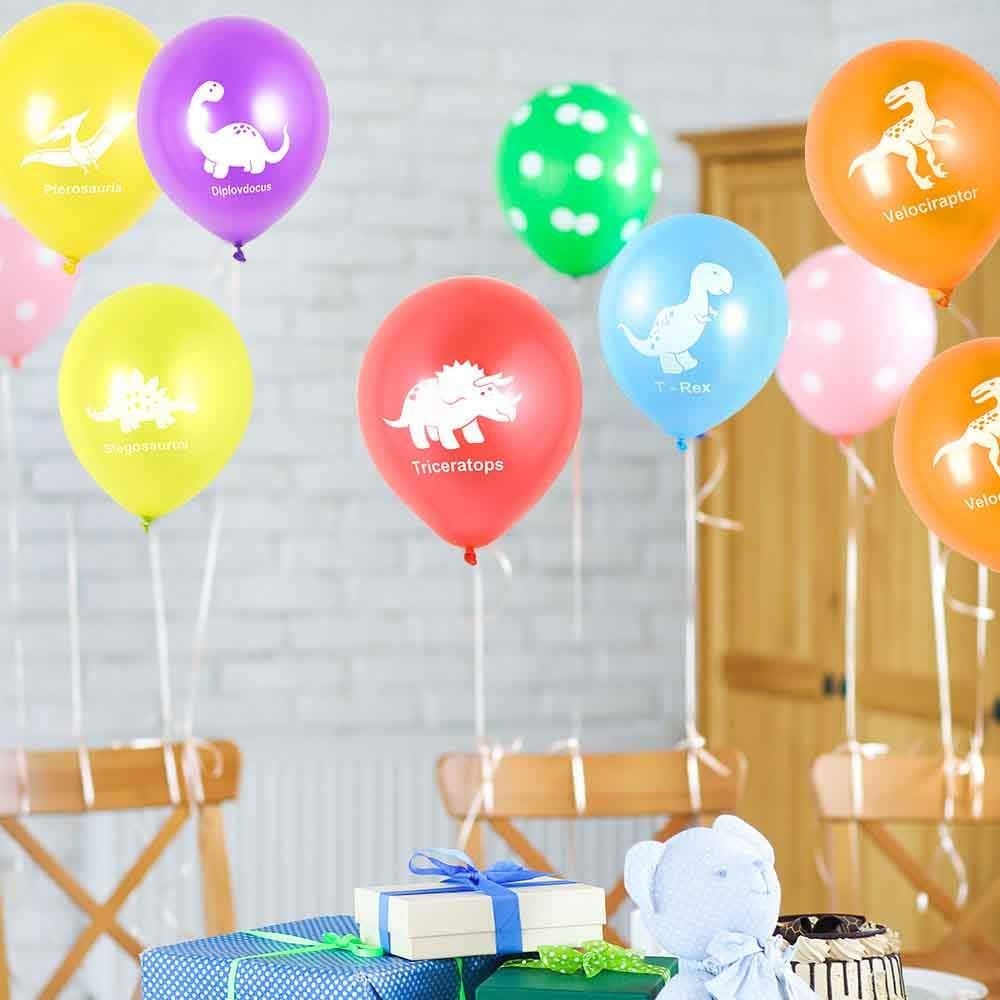 image:imageFEPITO 32 Pieces 12 Dinosaurs Balloons Dinosaur Latex Balloons for Dinosaur Party Decorations 8 Colors
