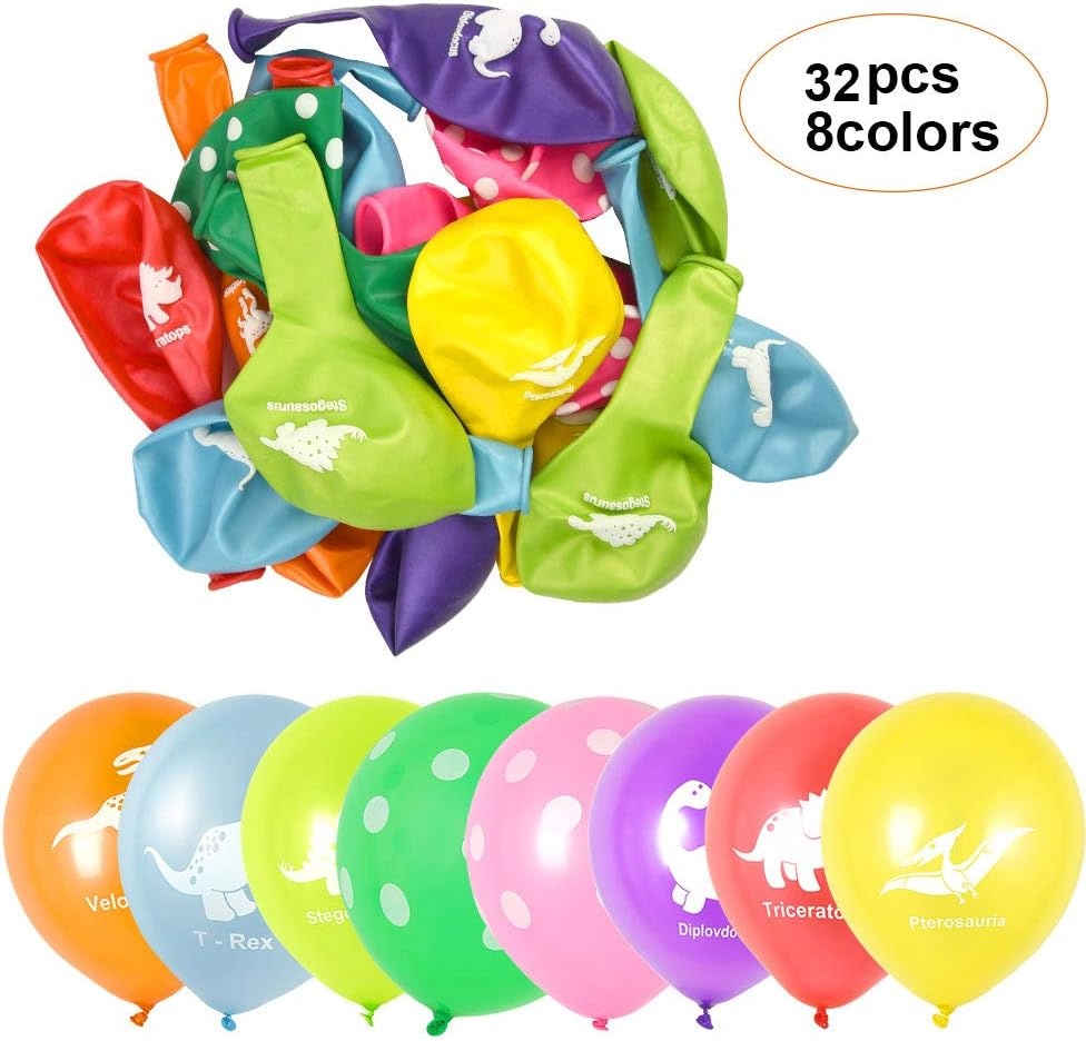 image:imageFEPITO 32 Pieces 12 Dinosaurs Balloons Dinosaur Latex Balloons for Dinosaur Party Decorations 8 Colors