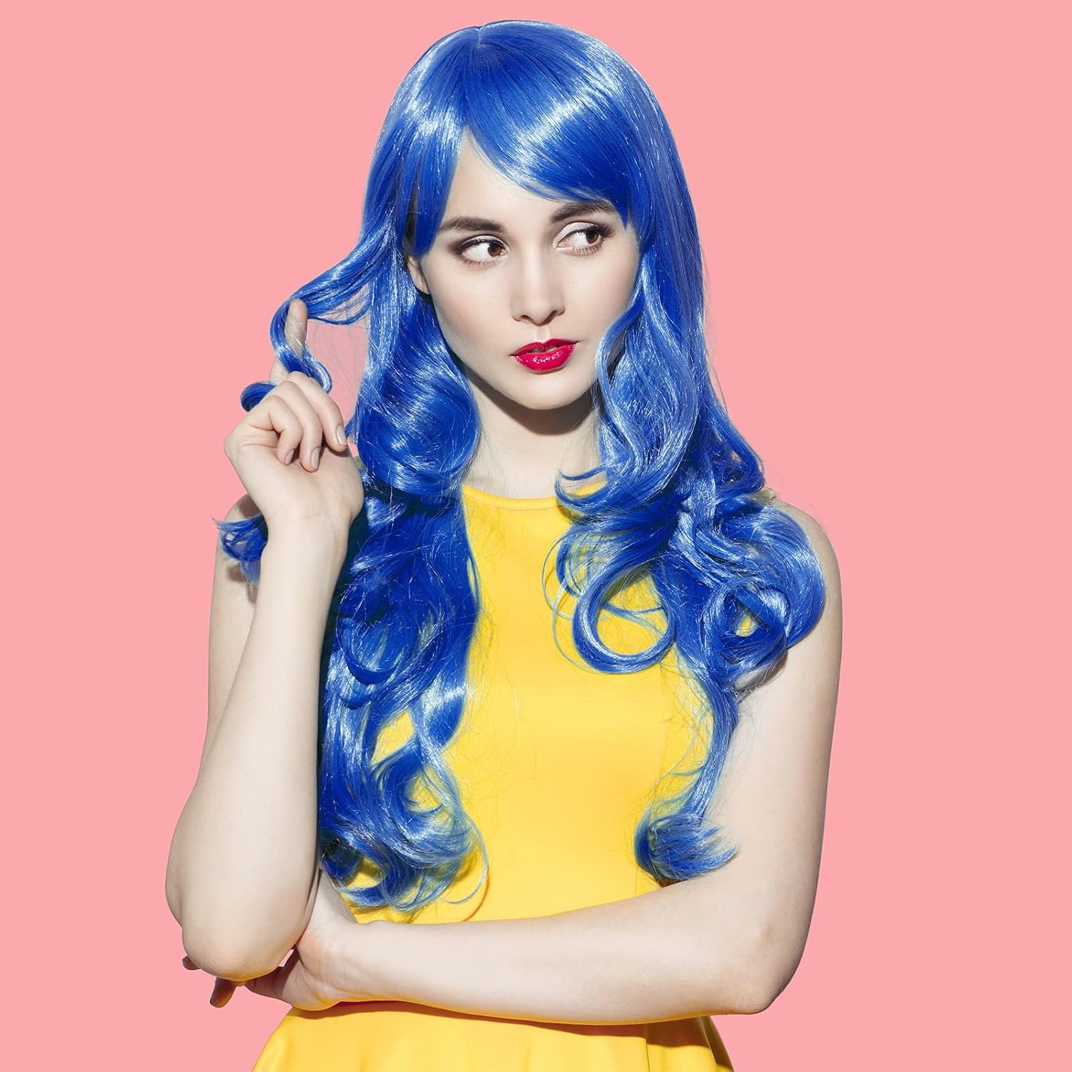 image:imageKUUQA 7 Pieces Colorful Long Curly Wigs Long Colorful Hair Wig Wavy Hair Wigs Curly Cosplay Costume Wig for Women Party Dcor