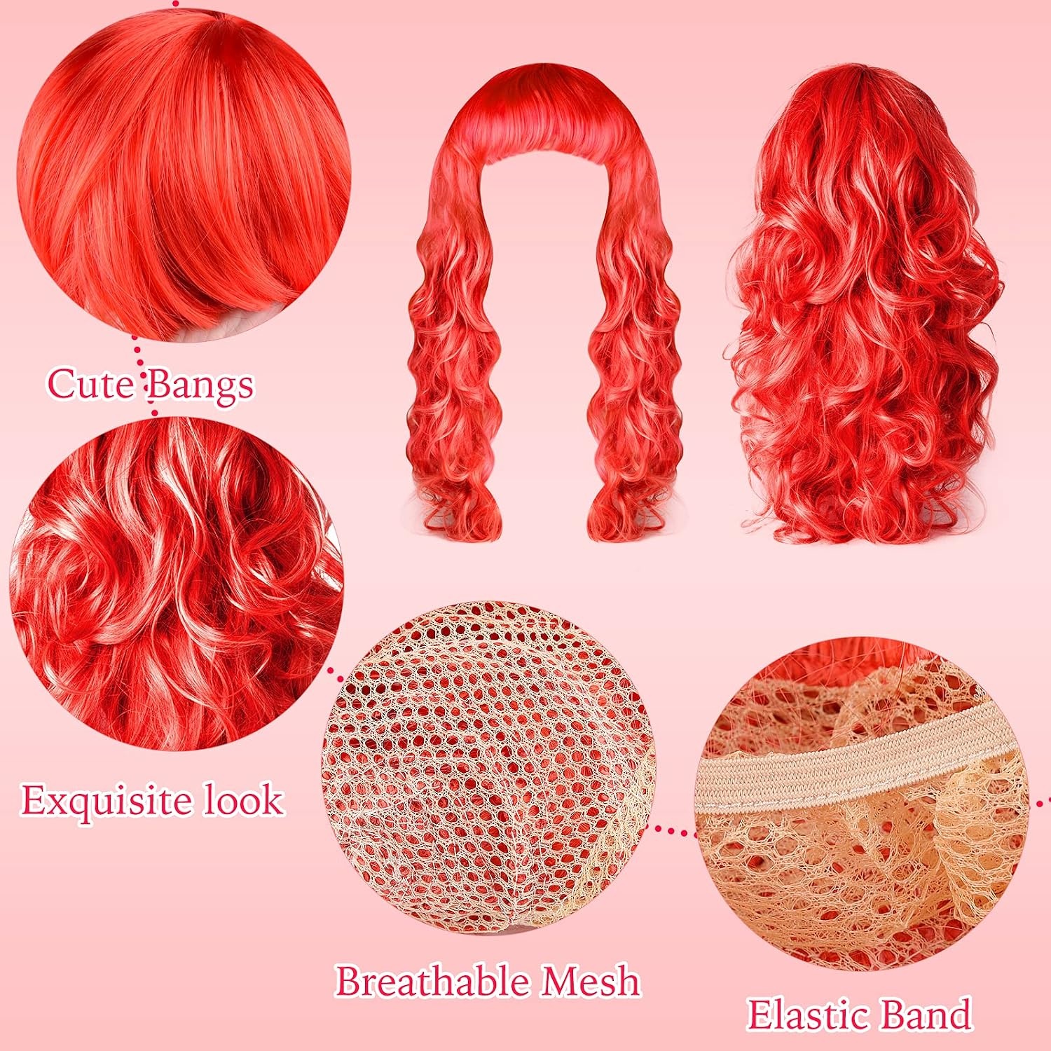 image:imageKUUQA 7 Pieces Colorful Long Curly Wigs Long Colorful Hair Wig Wavy Hair Wigs Curly Cosplay Costume Wig for Women Party Dcor