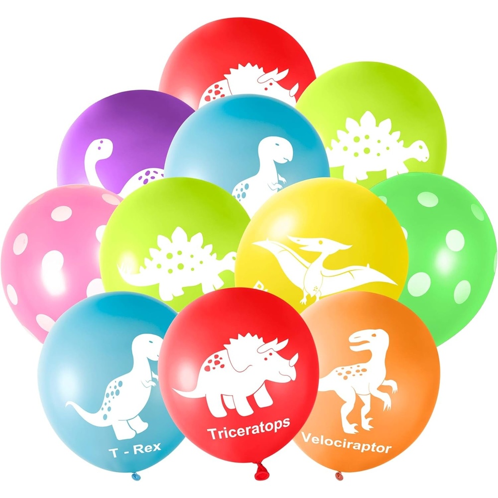 image:imageFEPITO 32 Pieces 12 Dinosaurs Balloons Dinosaur Latex Balloons for Dinosaur Party Decorations 8 Colors