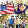 image:imageFEPITO 12 Pack American Flag Bandanas Headband USA Flag Kerchief and 12Pcs Tattoo Sticker for July 4th Patriotic Event Accessories