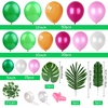 image:imageFEPITO 124Pcs Tropical Balloons Garland Kit  Pink Green Balloon Arch With Palm Leaves Tape Strip Dot Glue and Tying Tool for Party Decor Birthday Supplies