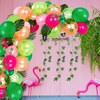 image:imageFEPITO 124Pcs Tropical Balloons Garland Kit  Pink Green Balloon Arch With Palm Leaves Tape Strip Dot Glue and Tying Tool for Party Decor Birthday Supplies