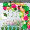 image:imageFEPITO 124Pcs Tropical Balloons Garland Kit  Pink Green Balloon Arch With Palm Leaves Tape Strip Dot Glue and Tying Tool for Party Decor Birthday Supplies