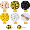image:imageFEPITO 150 Pcs Plaid Wood Beads  16mm Buffalo Craft Beads for DIY Craft Supplies and Home DecorYellow