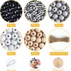 image:imageFEPITO 150 Pcs Plaid Wood Beads  16mm Buffalo Craft Beads for DIY Craft Supplies and Home Decorblack  white  grey  natural  black white plaid
