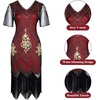image:imageFEPITO 1920s V Neck Sequin Beaded Fringed Dress with 20s Accessories SetRed