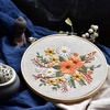 image:imageFEPITO 2 Sets Full Range Embroidery Starter Kit with Pattern and Instructions Cross Stitch Kit Includes 2 Pcs Embroidery Clothes with Floral Pattern 1 Pcs Plastic Embroidery Hoops 1 Pcs Scissor2 Sets Floral