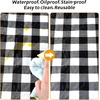 image:imageFEPITO 3 Pcs Table Cover with Bench Covers 30 x 72 Inch Picnic Vinyl Picnic Table and Bench Fitted Tablecloth Cover BlackWhite Plaid for Outdoor BBQ Holiday Party Camping