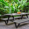 image:imageFEPITO 3 Pcs Table Cover with Bench Covers 30 x 72 Inch Picnic Vinyl Picnic Table and Bench Fitted Tablecloth Cover BlackWhite Plaid for Outdoor BBQ Holiday Party Camping