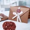 image:imageFEPITO 300 Pcs Octagon Sealing Wax Beads Sticks with 3 Pcs Tea Candles and 1 Piece Wax Melting Spoon for Wax Stamp Sealing Wine RedWine Red