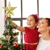 image:imageFEPITO 43 Inches Glitter Star Mini Christmas Tree Topper ShatterProof Small Christmas Tree Decoration Treetop for Holiday Ornament or Home DcorGold