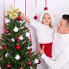 image:imageFEPITO 43 Inches Glitter Star Mini Christmas Tree Topper ShatterProof Small Christmas Tree Decoration Treetop for Holiday Ornament or Home DcorGold