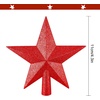 image:imageFEPITO 43 Inches Glitter Star Mini Christmas Tree Topper ShatterProof Small Christmas Tree Decoration Treetop for Holiday Ornament or Home DcorRed