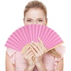 image:imageFEPITO 65 Pieces White Handheld Paper Fan Paper Folding Fans with Bamboos for Wedding Gift Party HomePink