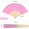 image:imageFEPITO 65 Pieces White Handheld Paper Fan Paper Folding Fans with Bamboos for Wedding Gift Party HomePink