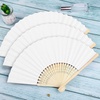 image:imageFEPITO 65 Pieces White Handheld Paper Fan Paper Folding Fans with Bamboos for Wedding Gift Party HomeWhite