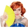 image:imageFEPITO 65 Pieces White Handheld Paper Fan Paper Folding Fans with Bamboos for Wedding Gift Party HomeYellow