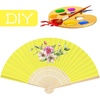 image:imageFEPITO 65 Pieces White Handheld Paper Fan Paper Folding Fans with Bamboos for Wedding Gift Party HomeYellow