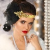 image:imageFEPITO 7 Pieces 1920s Flapper Great Gatsby Accessories Set Fashion Roaring 20s Theme Set with Headband Headpiece Long Black Gloves Necklace Earrings for WomenSet A