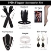 image:imageFEPITO 8 Piece 1920s Flapper Great Gatsby Accessories Set Fashion Roaring 20s Theme with Headband Headpiece Long Black Gloves Necklace Earrings for Women
