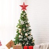 image:imageFEPITO Glitter Star Mini Christmas Tree Topper ShatterProof Small Christmas Tree Decoration Treetop for Holiday Ornament or Home Dcor Silver 43 inchesRed
