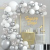 image:imageFEPITO 108 Pcs White Silver Balloon Garland Arch Kit 5 10 12 18 Inches Pastel White Silver Confetti Balloons for Birthday Wedding Bridal Showers Baby Shower Party Decorations
