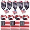 image:imageFEPITO 12 Pack American Flag Bandanas Headband USA Flag Kerchief and 12Pcs Tattoo Sticker for July 4th Patriotic Event Accessories