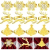 image:imageFEPITO 12Pcs Christmas Napkin Rings Set Trees amp Elk Designs Snowflake Holders for Winter Holiday Dinner Table Decorations Party SuppliesGold