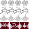image:imageFEPITO 12Pcs Christmas Napkin Rings Set Trees amp Elk Designs Snowflake Holders for Winter Holiday Dinner Table Decorations Party SuppliesSilver