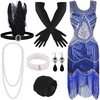 image:imageFEPITO 1920s Flapper Dresses for Women Fringed Sequin Great Gatsby Dress for Women with 20s Accessories Roaring 20s CostumeBlue