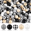 image:imageFEPITO 250 Pcs Plaid Wood Beads  16mm Farmhouse Checked Print Natural Buffalo Craft Beads for Decoration amp Home Decor DIY Craft Suppliesblack  white  grey  natural  black white plaid