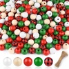 image:imageFEPITO 250 Pcs Plaid Wood Beads  16mm Farmhouse Checked Print Natural Buffalo Craft Beads for Decoration amp Home Decor DIY Craft Suppliesred  white  green  natural  black red grid