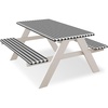 image:imageFEPITO 3 Pcs Table Cover with Bench Covers 30 x 72 Inch Picnic Vinyl Picnic Table and Bench Fitted Tablecloth Cover BlackWhite Plaid for Outdoor BBQ Holiday Party Camping