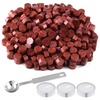 image:imageFEPITO 300 Pcs Octagon Sealing Wax Beads Sticks with 3 Pcs Tea Candles and 1 Piece Wax Melting Spoon for Wax Stamp Sealing Wine RedWine Red