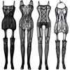 image:imageFEPITO 4 Set Women Stockings Lingerie Lace Fishnet Bodysuits Party Date Wearing