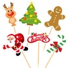 image:imageFEPITO 60 Pieces Christmas Cupcake Toppers Picks Merry Christmas Toothpick Flags for Cake Decorations Party Holiday Supplies