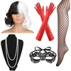 image:imageFEPITO Black and White Wigs Cosplay Costume Set Halloween 1920s Accessories