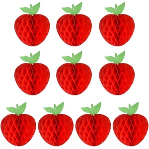 image:imageFEPITO 10 Pack 7 Inch Apple Tissue Honeycomb Hanging Red Paper Apple Decorations Fruit Decoration for Back to School Baby ShowerChristmas Party Decoration
