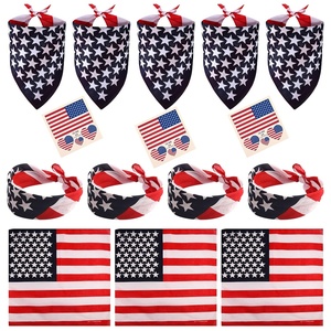 image:imageFEPITO 12 Pack American Flag Bandanas Headband USA Flag Kerchief and 12Pcs Tattoo Sticker for July 4th Patriotic Event Accessories