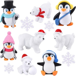 image:imageFEPITO 12 Pcs Winter Resin Penguin Polar Bear Snowflakes Miniature Figurine Mini Christmas Figures for DIY Garden Home Decor Christmas Ornaments12 Pcs Winter Animals