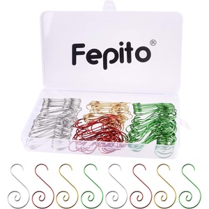 image:imageFEPITO 120 Pcs Christmas Ornament Hooks Stainless Steel Hangers Perfect for Art Craft Tree Decorations 4 Colors