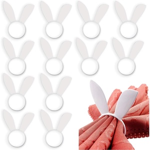 image:imageFEPITO 12Pcs Easter Bunny Ear Napkin Rings Rabbit Napkin Ring Holders Table Decorations for Spring Easter Party