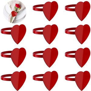 image:imageFEPITO 12Pcs Valentines Day Heart Napkin Rings Red Heart Napkin Rings Table Decorations Heart Napkin Holders for Valentines Day Party Wedding Anniversary