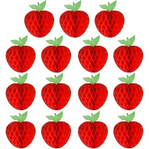 image:imageFEPITO 15 Pack 7 Inch Apple Tissue Honeycomb Hanging Red Paper Apple Decorations Fruit Decoration for Back to School Baby Shower