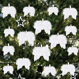 image:imageFEPITO 16 Pcs White Feather Christmas Decorations Fantasy Angel White Feather Wing Ornament for Christmas Party Decoration DIY Craft